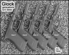 Glock frame generations 1-4, labeled