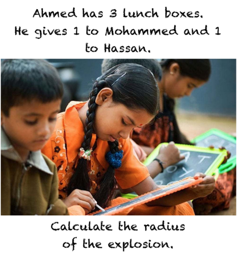Islam - Iranian Schoolchildren - Math - Calculate The Radius Of The Explosion.png